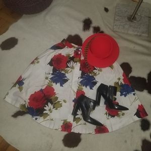 Floral vintage midi skater skirt